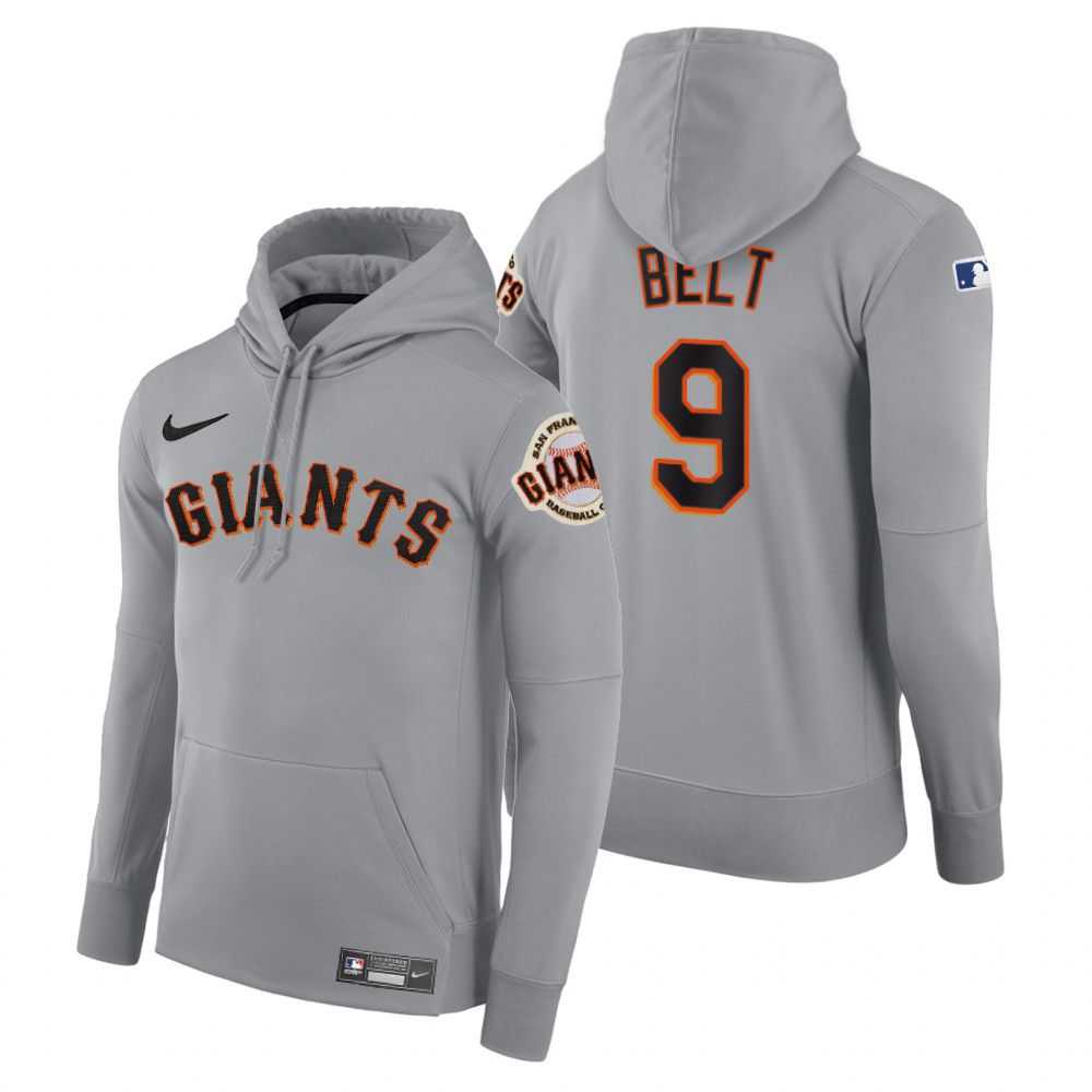 Men San Francisco Giants 9 Belt gray road hoodie 2021 MLB Nike Jerseys